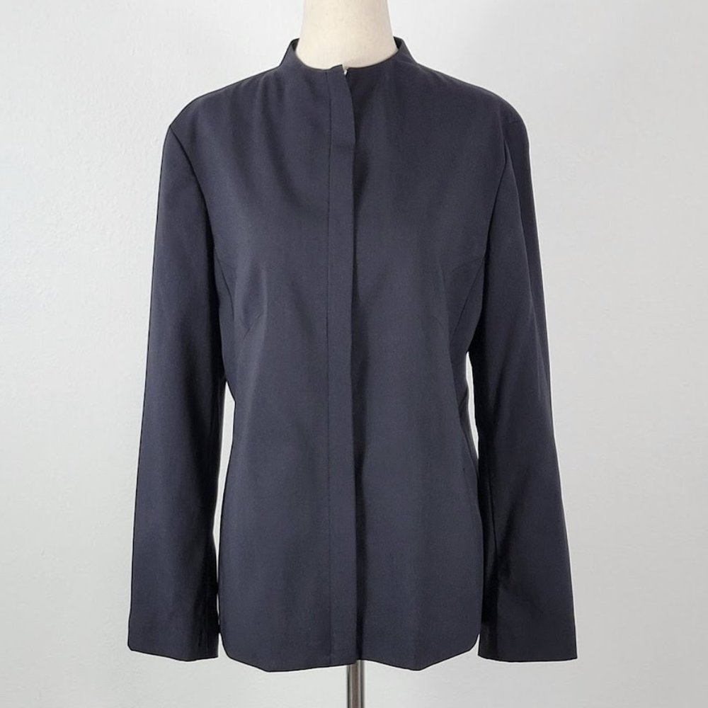 EMANUEL UNGARO blazer full zipper round neck black Sz 8/42